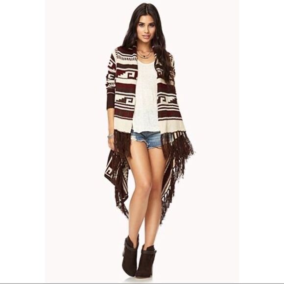 ✨ Forever 21 ‘Folk Girl Fringed Cardigan✨ - Picture 1 of 8